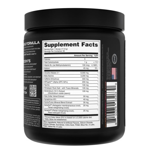 BUCKED UP, WOKE AF USA, BLACK, Pre-Workout, Ноотропный предтренировочный комплекс, вкус Sets on the Beach (Апельсин, клюква, персик), 357 г (30 порций)