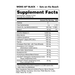 BUCKED UP, WOKE AF USA, BLACK, Pre-Workout, Ноотропный предтренировочный комплекс, вкус Sets on the Beach (Апельсин, клюква, персик), 357 г (30 порций)