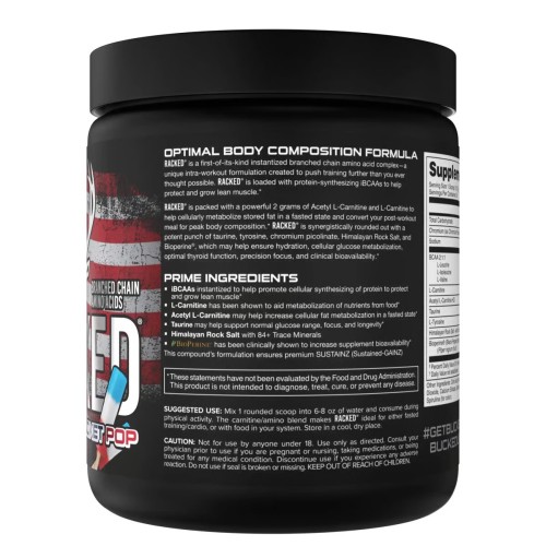 Bucked Up, Racked BCAA, Rocket Pop (Голубая малина, лайм, вишня), 309 г (30 порций)