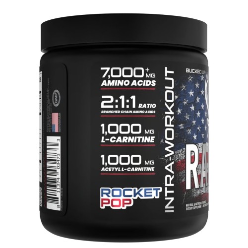 Bucked Up, Racked BCAA, Rocket Pop (Голубая малина, лайм, вишня), 309 г (30 порций)