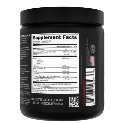 Bucked Up, Racked BCAA, Rocket Pop (Голубая малина, лайм, вишня), 309 г (30 порций)