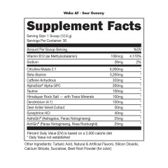 BUCKED UP, WOKE AF USA, PREMIUM Pre-Workout, Ноотропный предтренировочный комплекс, вкус Sour Gummy (Кислый мармелад), 378 г (30 порций)