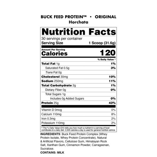BUCKED UP, Buck Feed Original, PREMIUM протеин, вкус Horchata (Ваниль, корица и кокос), 948 г (30 порций) 
