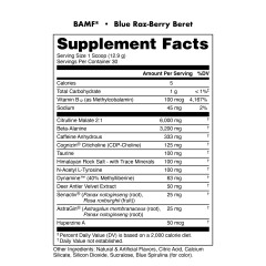 BUCKED UP, BAMF, PREMIUM ноотропный предтренировочный комплекс, вкус Blue Raz Berry Beret (Голубая малина и лимон), 387 г (30 порций)