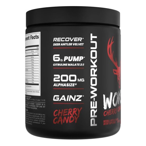 BUCKED UP, WOKE AF USA, PREMIUM Pre-Workout, Ноотропный предтренировочный комплекс, вкус Cherry Candy (Вишневые конфеты), 348 г (30 порций)