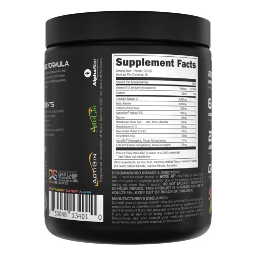 BUCKED UP, WOKE AF USA, PREMIUM Pre-Workout, Ноотропный предтренировочный комплекс, вкус Sour Bucks (Кислые баксы), 369 г (30 порций)