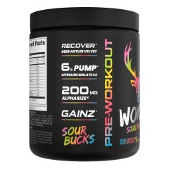 BUCKED UP, WOKE AF USA, PREMIUM Pre-Workout, Ноотропный предтренировочный комплекс, вкус Sour Bucks (Кислые баксы), 369 г (30 порций)