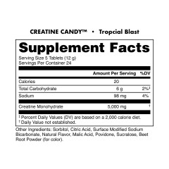 BUCKED UP, Creatine Candy, жевательный моногидрат креатина, со вкусом Tropical Blast (Тропический взрыв), 120 таблеток