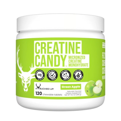 BUCKED UP, Creatine Candy, жевательный моногидрат креатина, со вкусом Green Apple (Зеленое яблоко), 120 таблеток