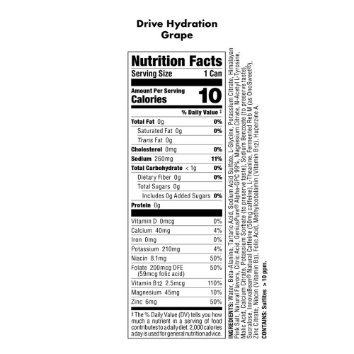 BUCKED UP, Drive Hydration, гидратационный напиток с электролитами, вкус Виноград, 473 мл (16 унций)