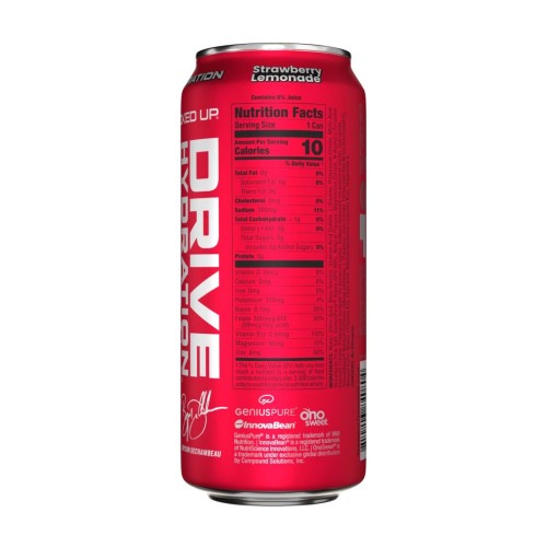 BUCKED UP, Drive Hydration, гидратационный напиток с электролитами, вкус Клубничный лимонад, 473 мл (16 унций)