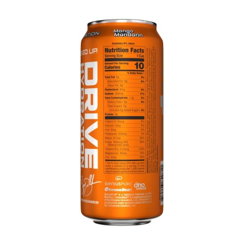 BUCKED UP, Drive Hydration, гидратационный напиток с электролитами, вкус Манго и мандарин, 473 мл (16 унций)