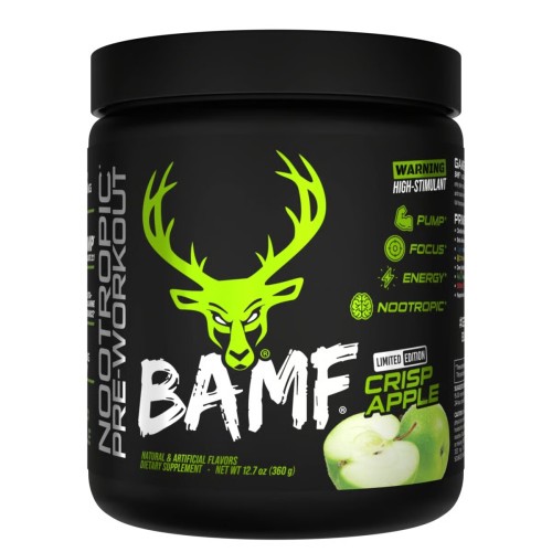 BUCKED UP, BAMF, PREMIUM ноотропный предтренировочный комплекс, вкус Crisp apple (Хрустящее яблоко), 360 г (30 порций)