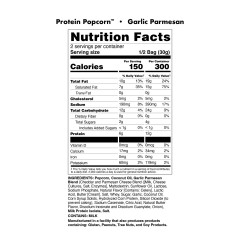 BUCKED UP, Protein Popcorn, протеиновый попкорн, вкус Garlic parmesan (Чесночный пармезан), 1 упаковка (60 г)