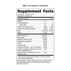 BUCKED UP, Babe, предтренировочный комплекс, вкус Фрутовый пунш, 369 г, (30 порций)