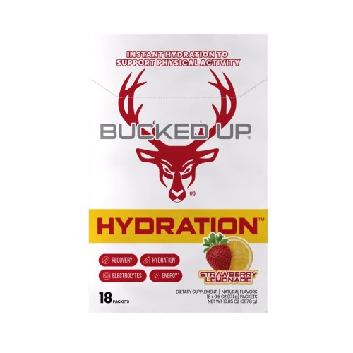 BUCKED UP, Hydration, Электролитная смесь для напитков, вкус Strawberry Lemonade (Клубничный лимонад), 18 пакетиков