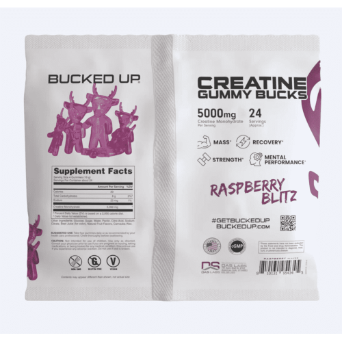 BUCKED UP, PREMIUM, креатин, вкус малиновый блиц, 96 мармеладок