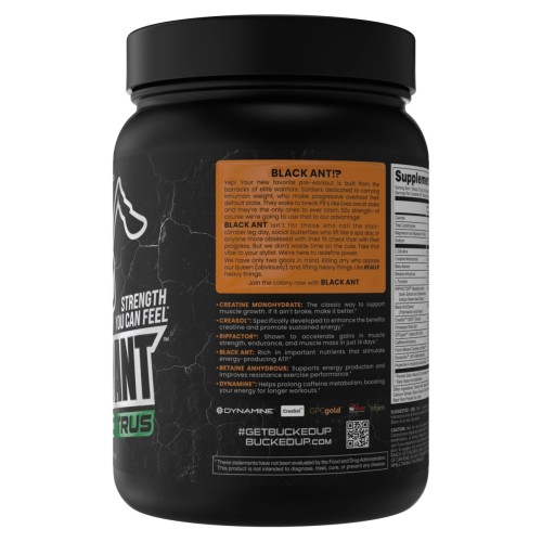 BUCKED UP, Black Ant PREMIUM Pre-Workout, Ноотропный предтренировочный комплекс, вкус Citrus (Цитрус), 634 г (20/40 порций)