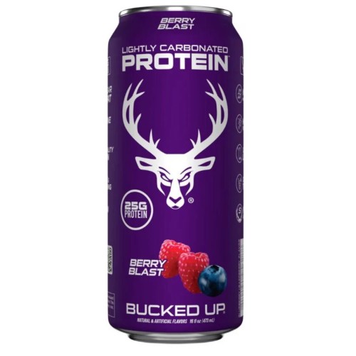 BUCKED UP, Protein Soda, слабогазированная протеиновая вода, вкус Berry Blast (ягодный взрыв), 473 мл (16 унций)