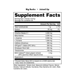 BUCKED UP, Big Bucks Pre-Workout, Flavor Juiced Up (Яблоко, виноград, персик), 414 г, (30 порций)