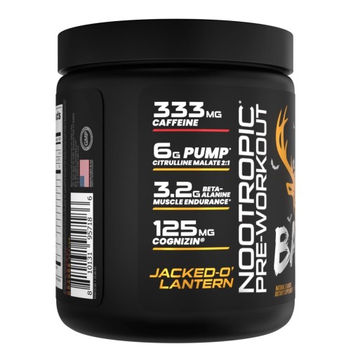 BUCKED UP, BAMF, PREMIUM ноотропный предтренировочный комплекс, вкус Jacked-O-Lantern (Клюква и цитрус), 366 г (30 порций)