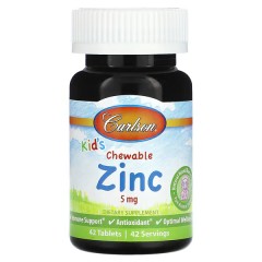 Carlson, Kid's Chewable Zinc, натуральная ягодная смесь, 5 мг, 42 таблетки (42 порции)