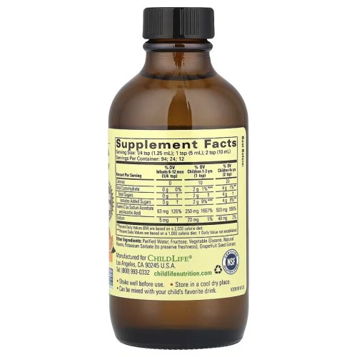 ChildLife, Essentials, витамин C в жидкой форме, натуральный апельсиновый вкус, 118 мл (24 порции)