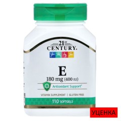 21st Century, Витамин Е, 180 мг (400 МЕ), 110 мягких желатиновых капсул