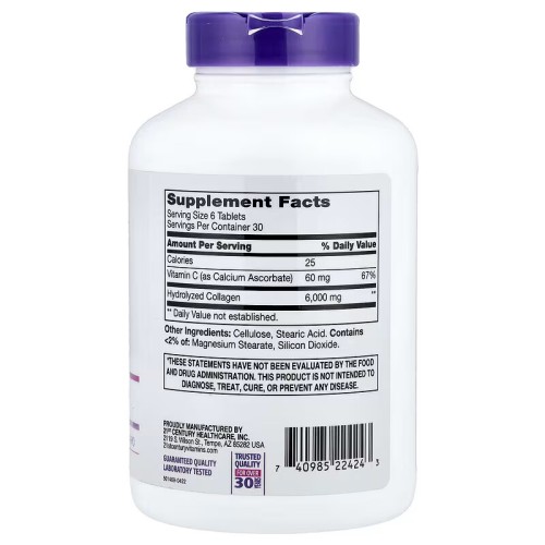21st Century, Суперколлаген с витамином C, 1000 мг, 180 таблеток (30 порций)