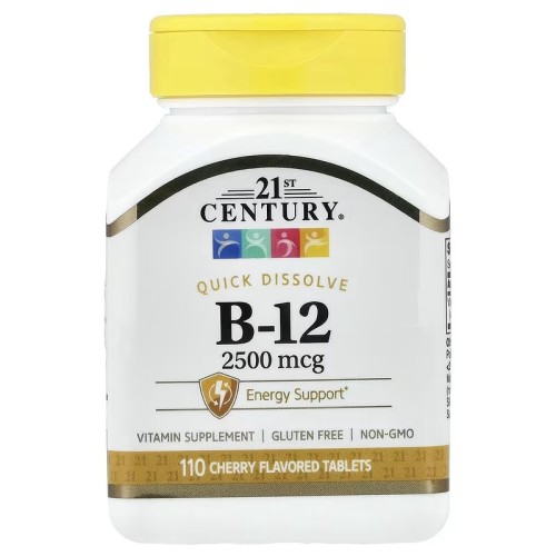 21st Century, B12, 2500 мкг, с вишневым вкусом, 110 таблеток
