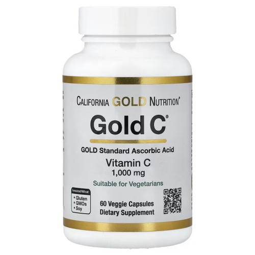 California Gold Nutrition, Gold C, витамин C класса USP, 1000 мг, 60 вегетарианских капсул