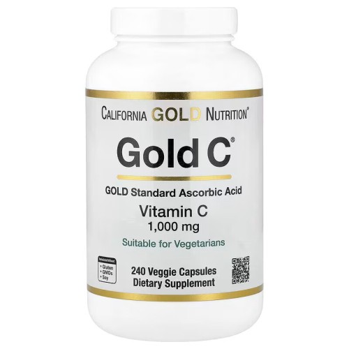 California Gold Nutrition, Gold C, витамин C класса USP, 1000 мг, 240 вегетарианских капсул