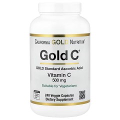California Gold Nutrition, Gold C, витамин C класса USP, 500 мг, 240 вегетарианских капсул
