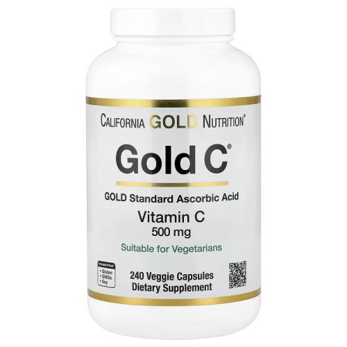 California Gold Nutrition, Gold C, витамин C класса USP, 500 мг, 240 вегетарианских капсул