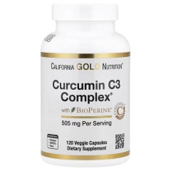 California Gold Nutrition, Curcumin C3 Complex, комплекс куркумина из куркумы с экстрактом чёрного перца BioPerine, 120 вегетарианских капсул