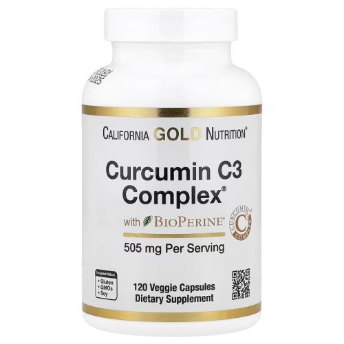 California Gold Nutrition, Curcumin C3 Complex, комплекс куркумина из куркумы с экстрактом чёрного перца BioPerine, 120 вегетарианских капсул