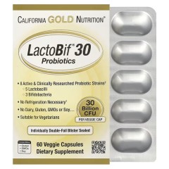 California Gold Nutrition, LactoBif, пробиотики, 30 млрд КОЕ, 60 вегетарианских капсул