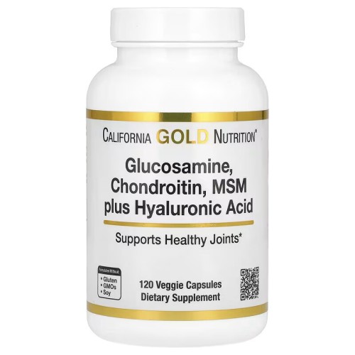 California Gold Nutrition, Глюкозамин, хондроитин и МСМ с гиалуроновой кислотой, 120 растительных капсул (60 порций)