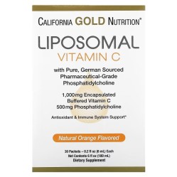 California Gold Nutrition, липосомальный витамин C, со вкусом апельсина, 1000 мг, 30 пакетиков по 6 мл (0,2 жидк. унции)