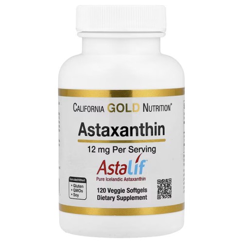 California Gold Nutrition, AstaLif, чистый исландский астаксантин, 12 мг, 120 растительных мягких таблеток