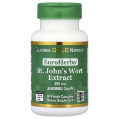 California Gold Nutrition, EuroHerbs, экстракт зверобоя, качество Euromed, 300 мг, 60 растительных капсул