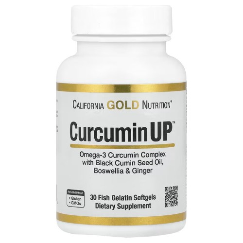 California Gold Nutrition, Curcumin UP, омега-3 и куркумин, для суставов, 30 капсул из рыбьего желатина