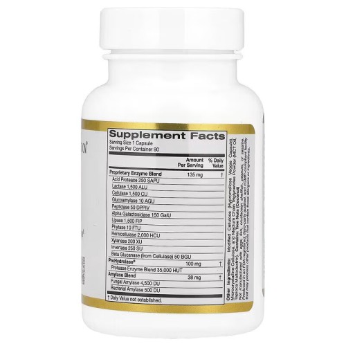 California Gold Nutrition, пищеварительные ферменты, широкого спектра, 90 вегетарианских капсул