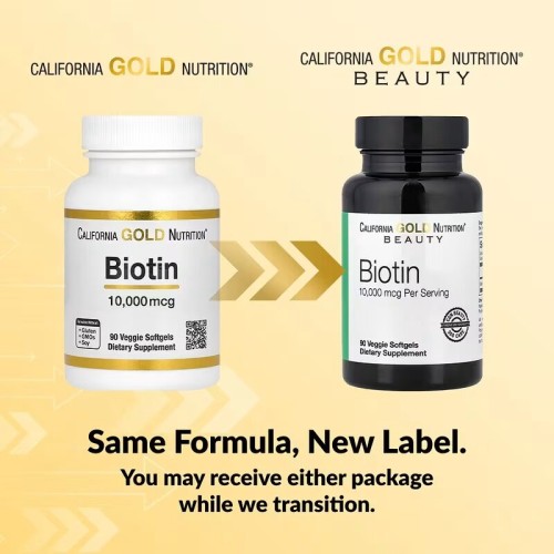California Gold Nutrition, биотин, 10 000 мкг, 90 вегетарианских капсул