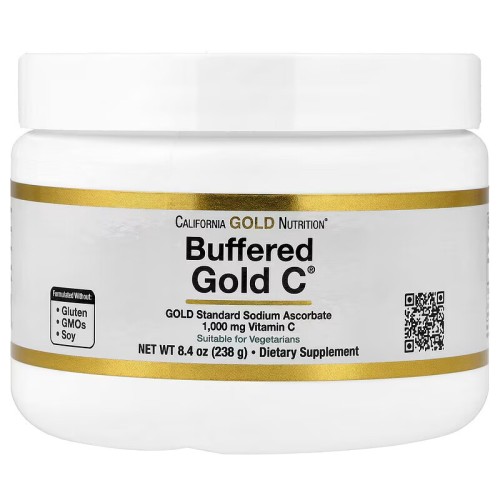 California Gold Nutrition, Buffered Gold C, некислый витамин C в порошке, аскорбат натрия, 238 г (8,40 унции)