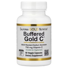 California Gold Nutrition, Buffered Gold C, аскорбат натрия (витамин C) GOLD Standard, 60 растительных капсул
