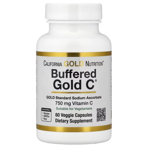 California Gold Nutrition, Buffered Gold C, аскорбат натрия (витамин C) GOLD Standard, 60 растительных капсул
