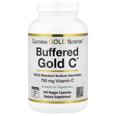 California Gold Nutrition, Buffered Gold C, аскорбат натрия (витамин C) GOLD Standard, 240 растительных капсул