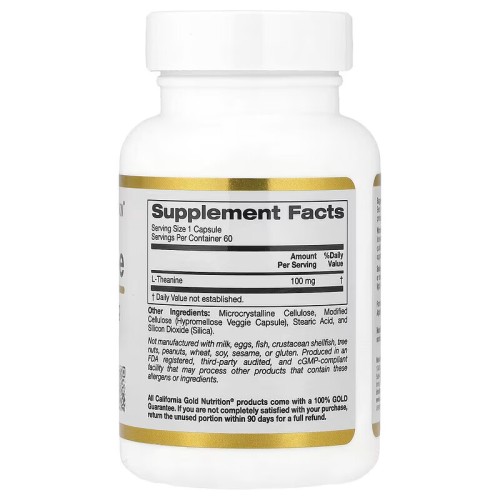 California Gold Nutrition, L-теанин, с AlphaWave, 100 мг, 60 растительных капсул