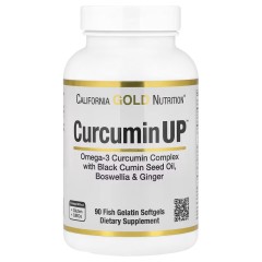 California Gold Nutrition, Curcumin UP, омега-3 и куркумин, для суставов, 90 капсул из рыбьего желатина